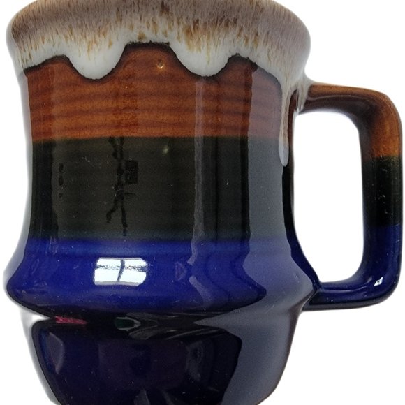 Vintage Drip Glaze Pottery Speckled Blue, Brown & Black Coffee/Tea Mug (8 oz) - Picture 7 of 7